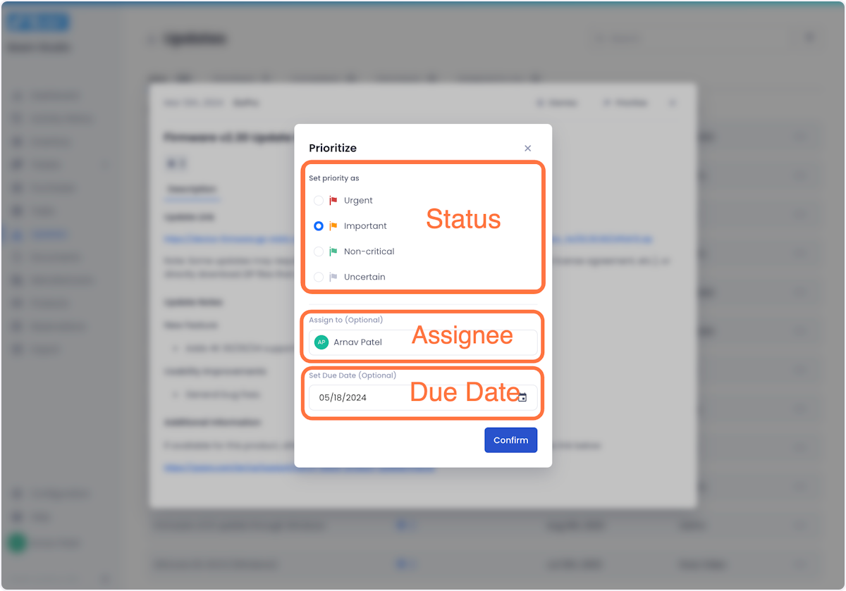 Doing so will open a modal where you can configure its priority.
