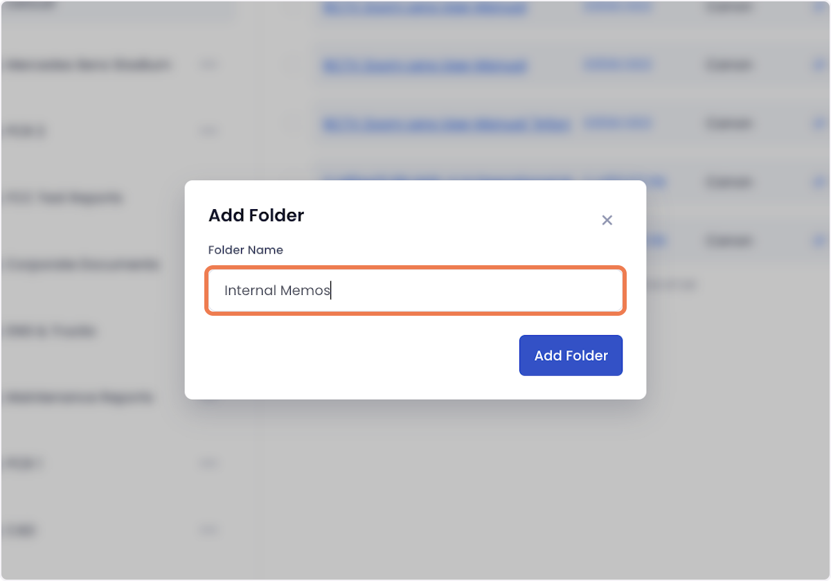 In the popup that appears, give your folder a name and click Add Folder when satisfied.