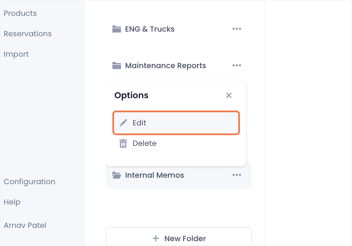Select Edit from the dropdown.
