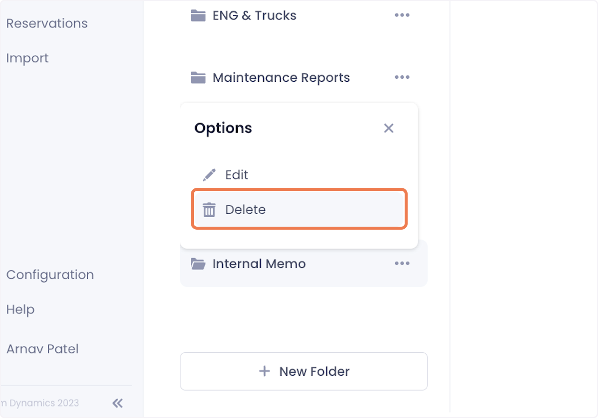 Select Delete from the dropdown.
