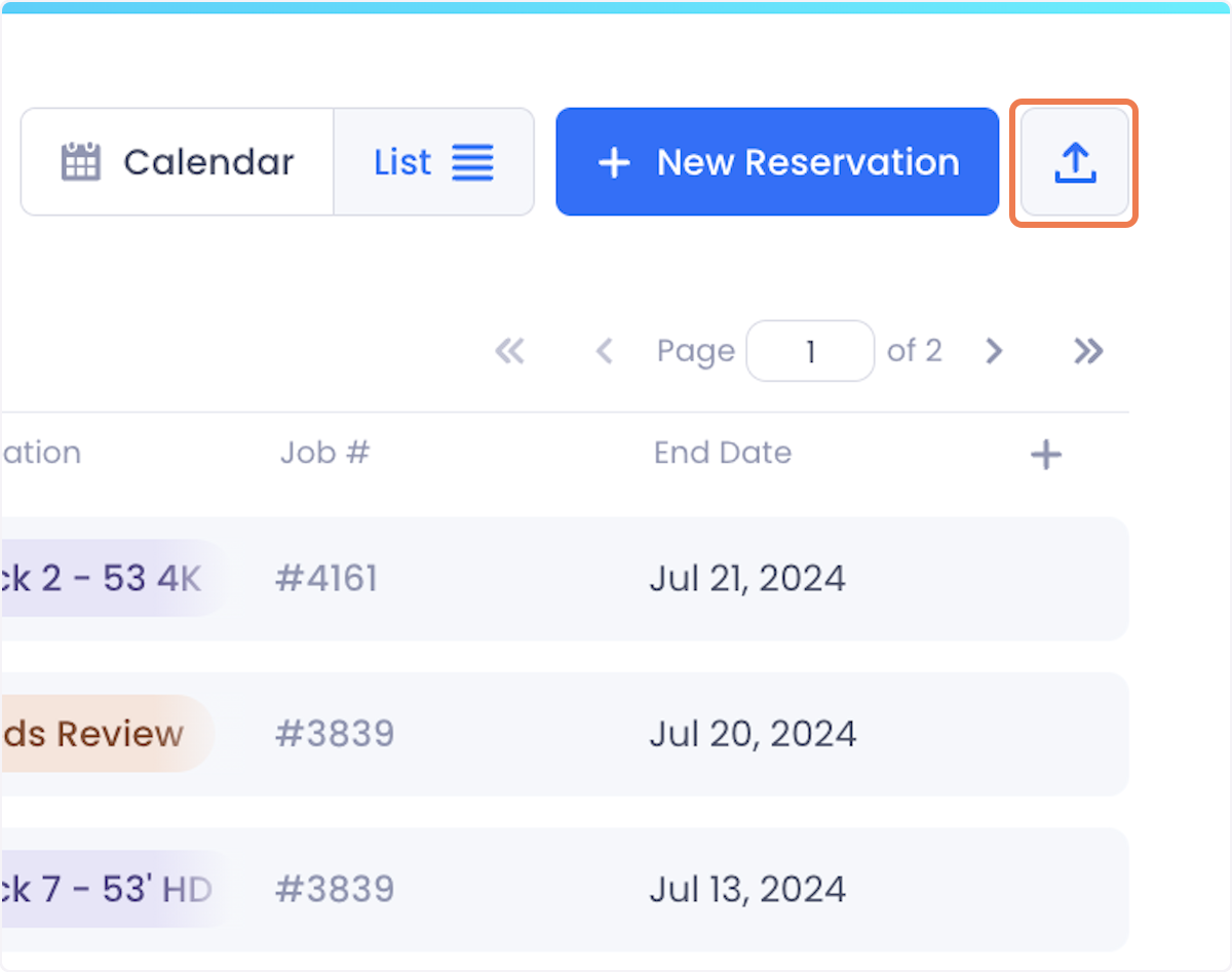 Once your data is filtered, click on the export button at the top right of the screen.