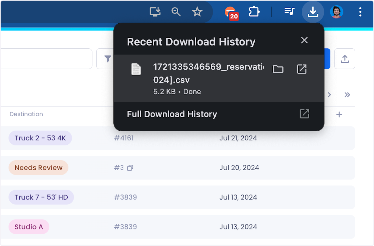 Your data will be downloaded to your local drive.