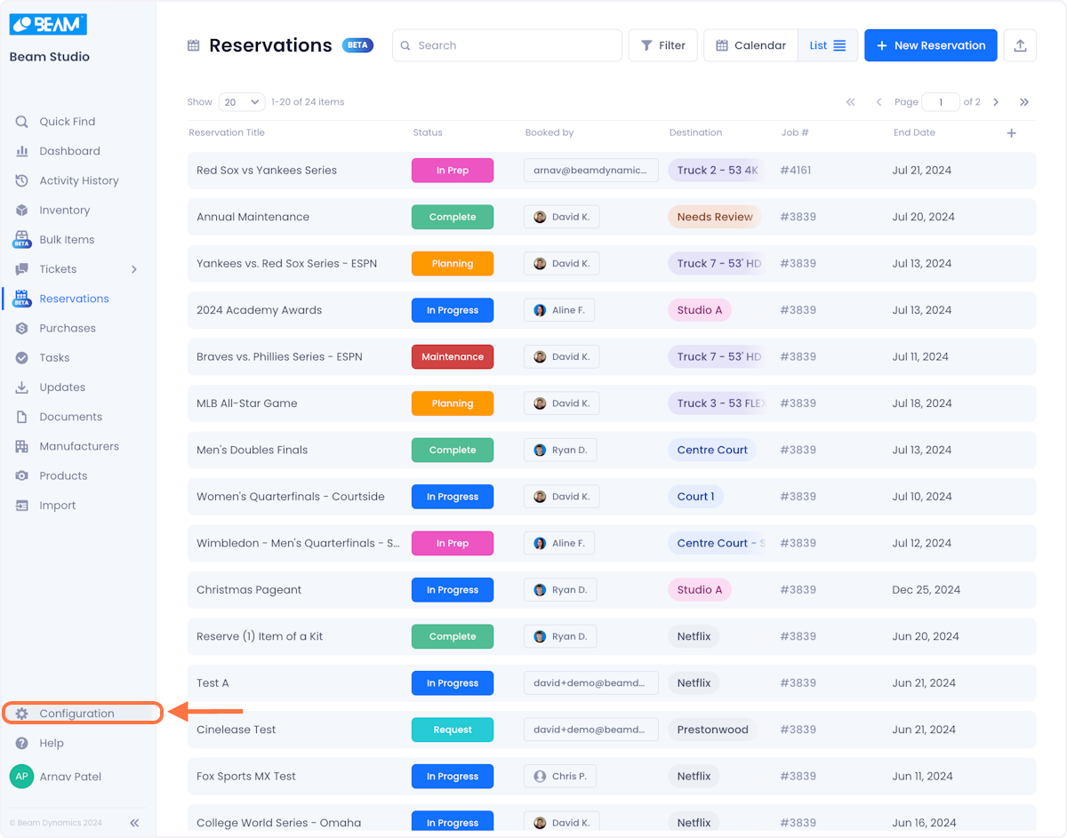 Click on Configuration at the bottom left of your workspace.