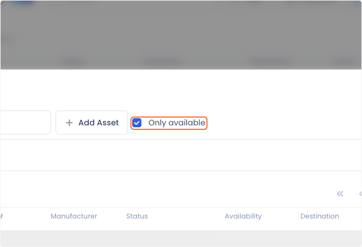 Additionally, you can also toggle an availability filter so that the asset interface only shows you assets that have not been booked on any other reservations for your selected dates.