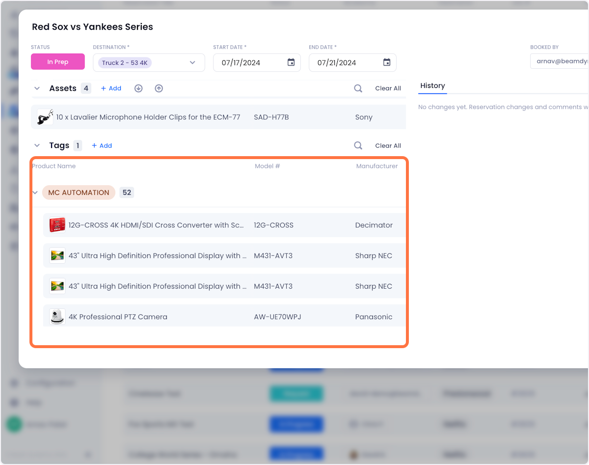 Next, you can add tags to your reservation. Tags are a quick way to add multiple assets to a reservation quickly. If you add a tag to a reservation, all assets with that tag automatically get added to the reservation.