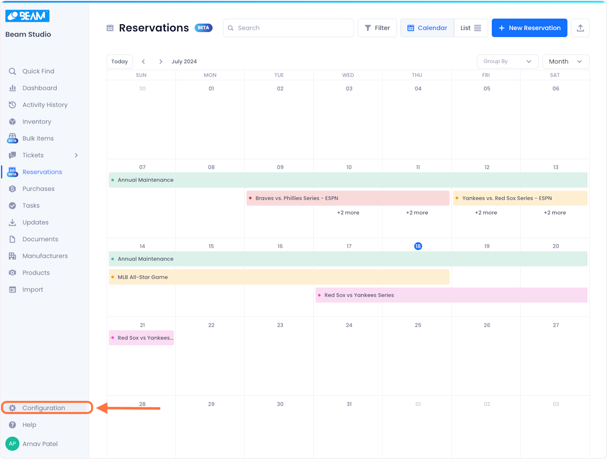 Click on Configuration