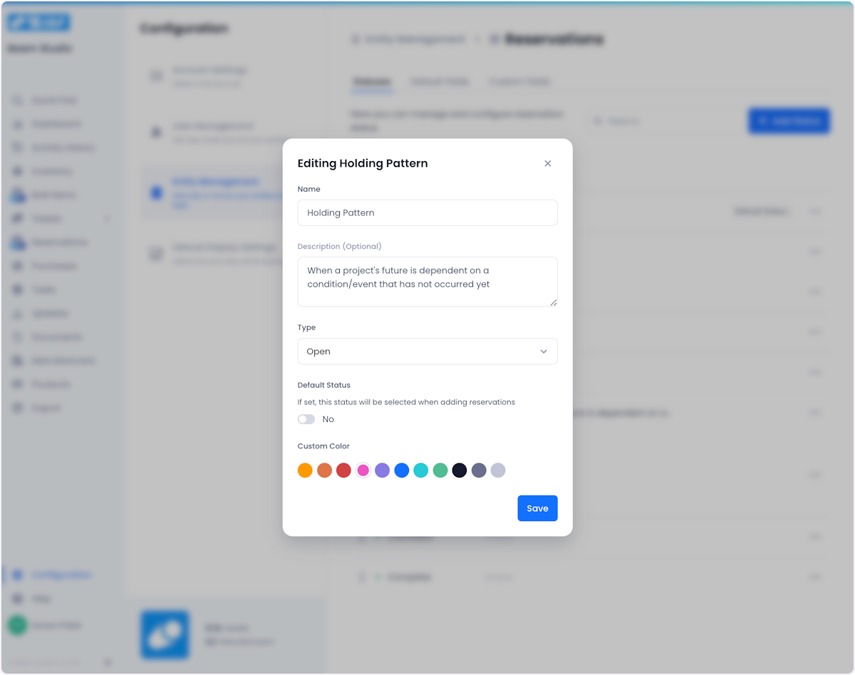 Edit the status in the popup that appears on your screen.