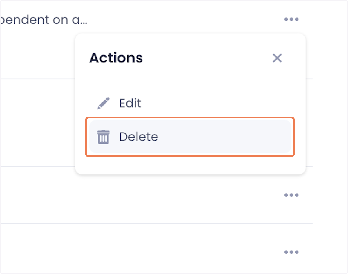 Click on the Delete option.