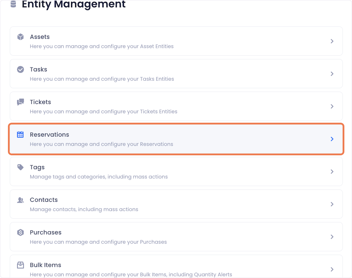 Select Reservations from the entity list