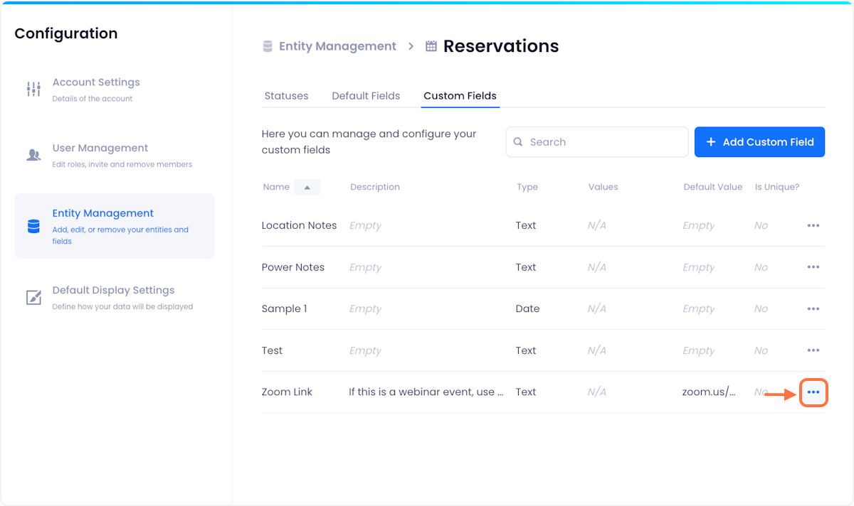 Click on the overflow menu associated with the field you want to edit.