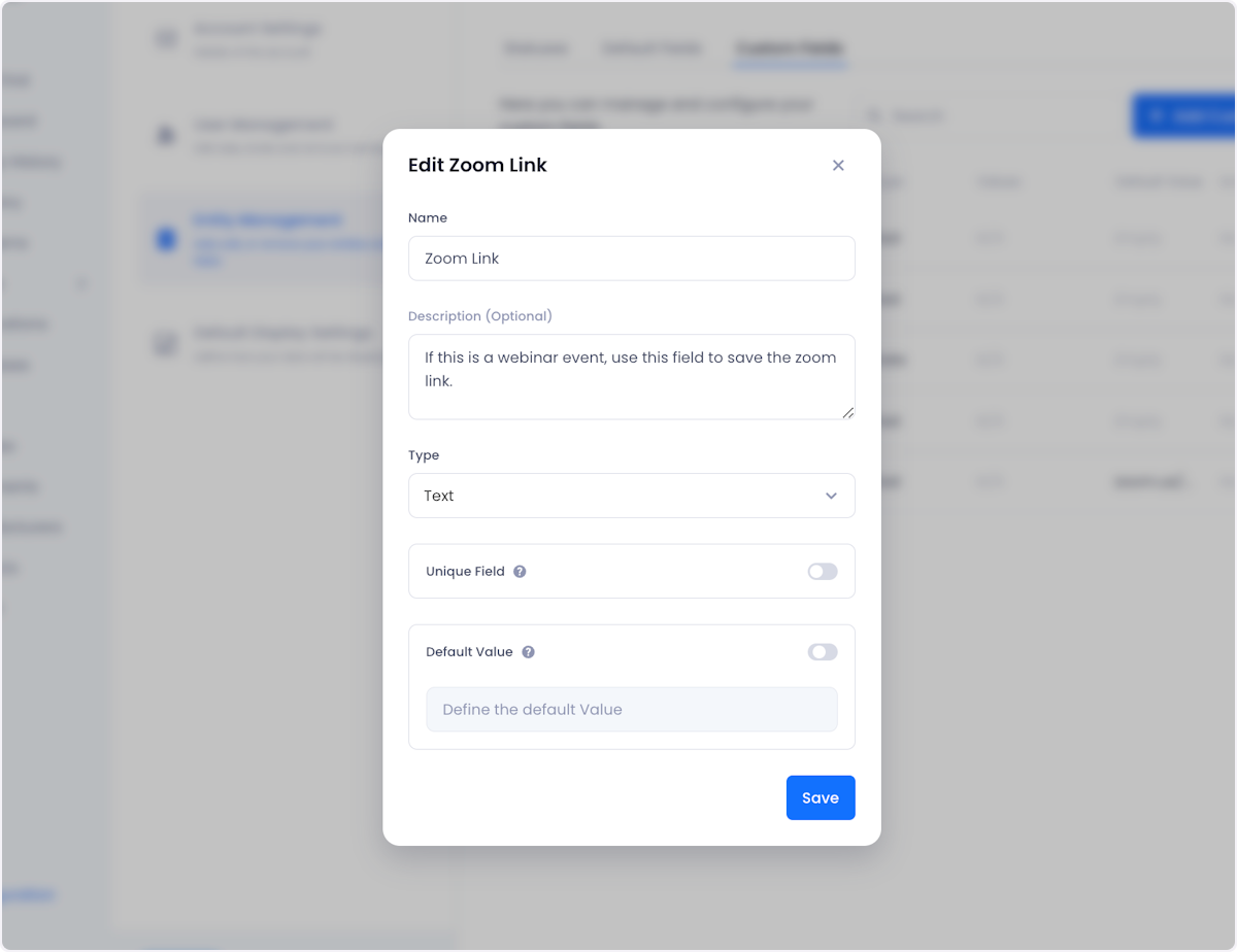 Make the changes that you want to make to the field in the Edit popup.