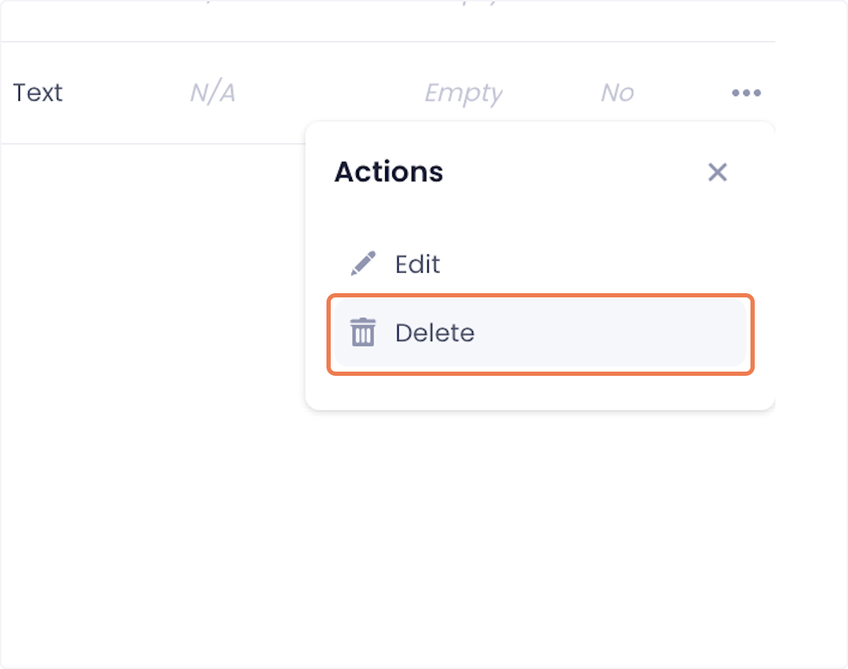 Click on Delete in the Actions dropdown.