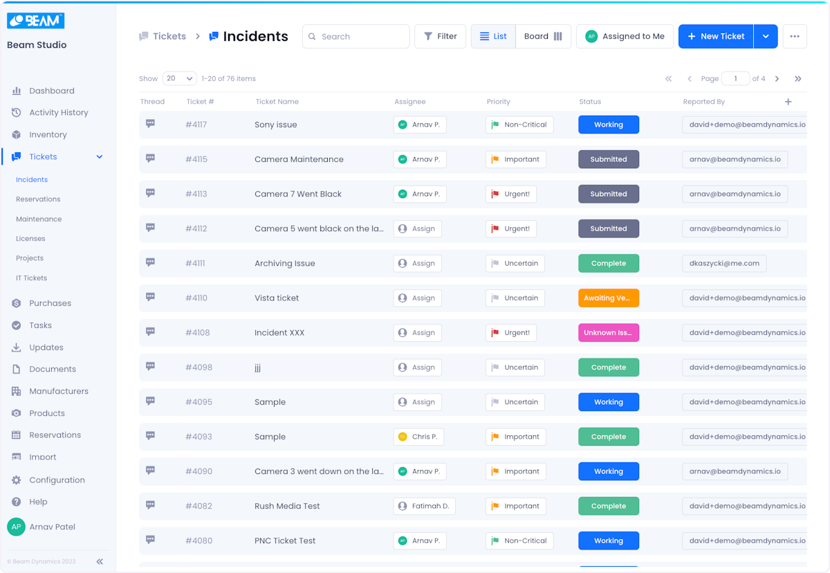 By default, the ticket page shows you tickets in the List view.