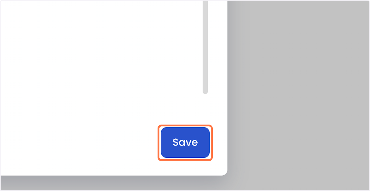 Highlighted save button in bottom right corner of the field configuration modal